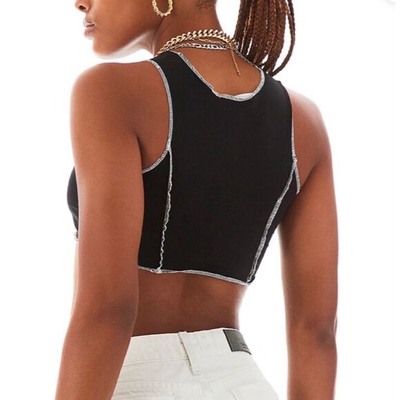 NWOT LF EMMA & SAM Overlock Handkerchief Tank Top - Picture 2 of 4